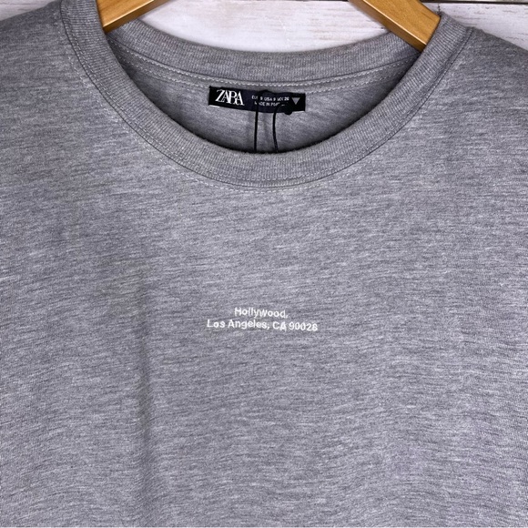 Zara Hollywood Los Angeles California Shoulder Pad Cropped Oversized T-shirt - Picture 3 of 5